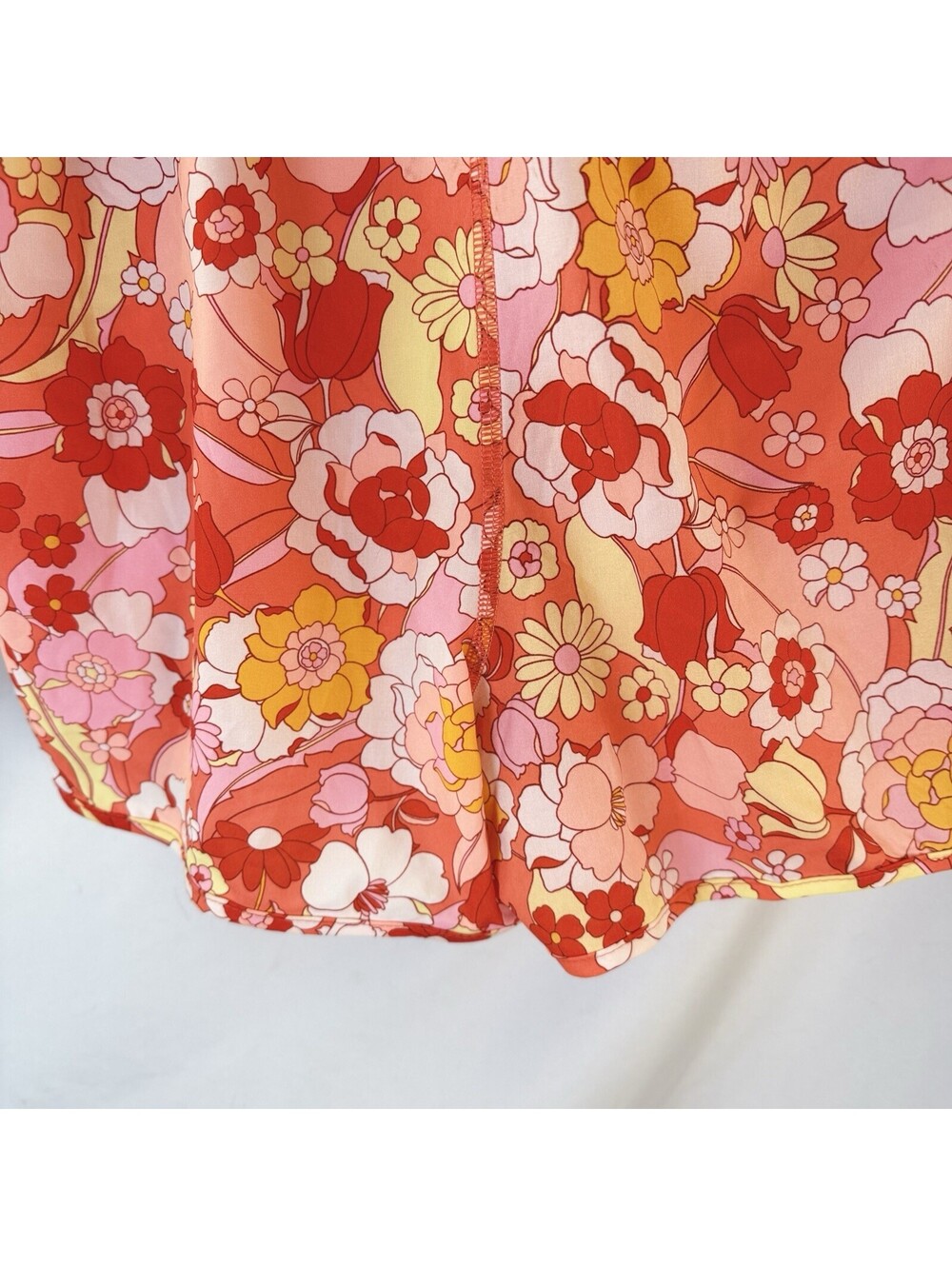 Avia Womens Orange Floral Running Shorts L Stretch Waist Zip Pocket Lined - Picture 7 of 8